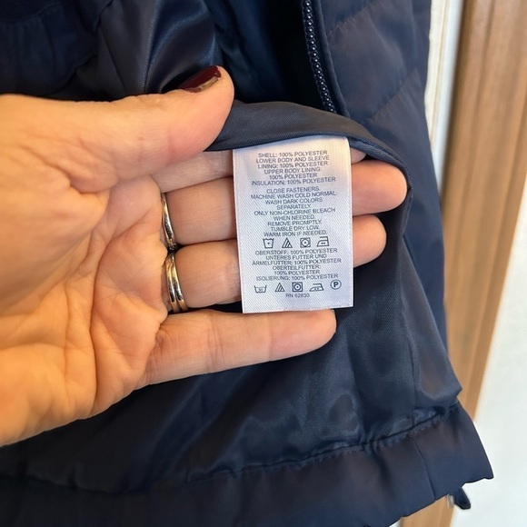 Lands and navy blue quilted puffer jacket ladies medium 10/12 - Picture 4 of 9